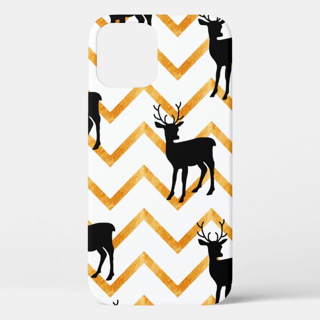 Seamless pattern with black deer and gold texture Case-Mate iPhone case (Back)