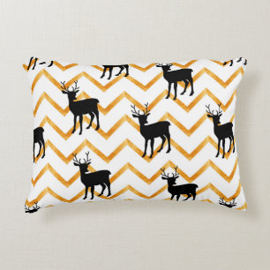 Seamless pattern with black deer and gold texture decorative cushion