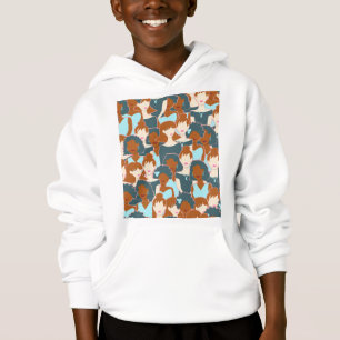 Seamless pattern with black girls and white girls
