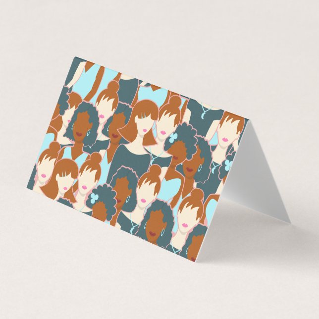 Seamless pattern with black girls and white girls business card (Front)