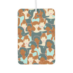 Seamless pattern with black girls and white girls car air freshener