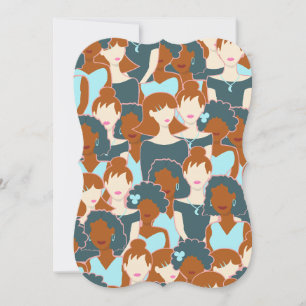 Seamless pattern with black girls and white girls card
