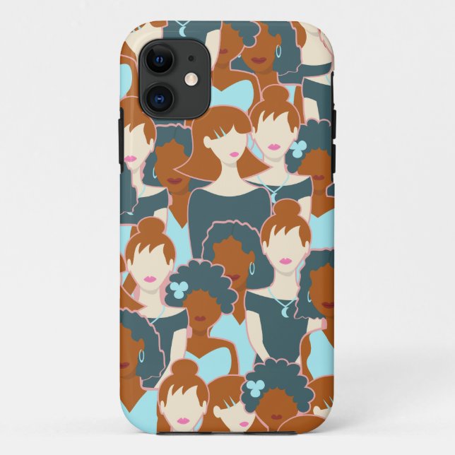 Seamless pattern with black girls and white girls Case-Mate iPhone case (Back)