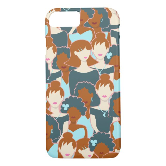 Seamless pattern with black girls and white girls Case-Mate iPhone case (Back)