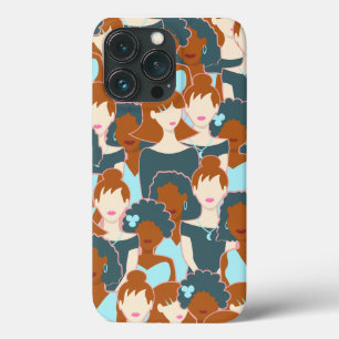 Seamless pattern with black girls and white girls iPhone 13 pro case