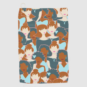 Seamless pattern with black girls and white girls golf towel