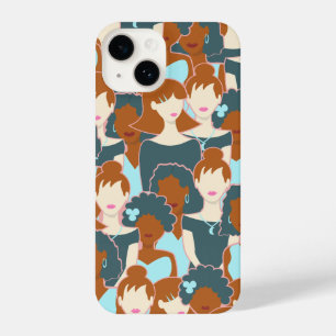 Seamless pattern with black girls and white girls iPhone 14 case