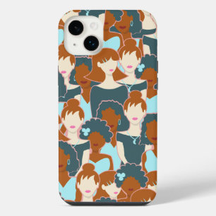 Seamless pattern with black girls and white girls iPhone 14 plus case