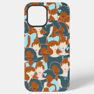 Seamless pattern with black girls and white girls iPhone 12 pro max case
