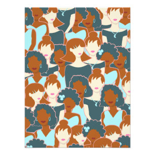 Seamless pattern with black girls and white girls photo print