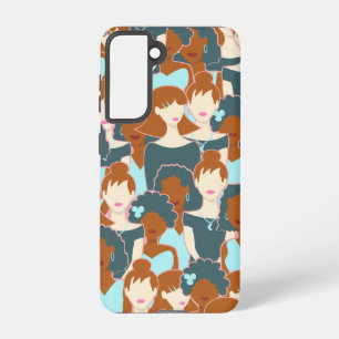 Seamless pattern with black girls and white girls samsung galaxy case