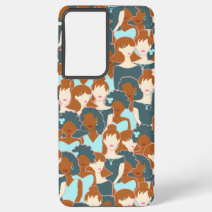 Seamless pattern with black girls and white girls samsung galaxy case