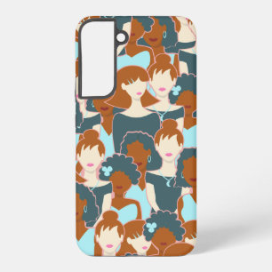 Seamless pattern with black girls and white girls samsung galaxy case