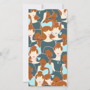 Seamless pattern with black girls and white girls save the date