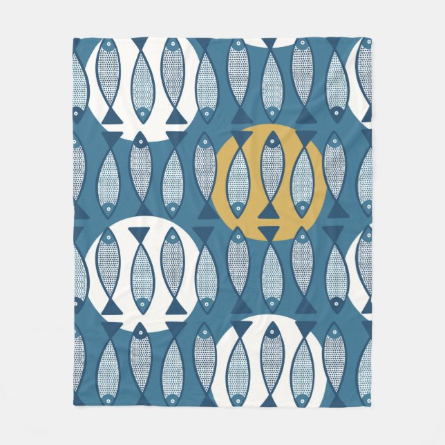 Seamless pattern with blue fish inspired by scandi fleece blanket (Front)