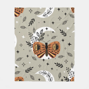 seamless pattern with bohemian butterfly on the mo fleece blanket