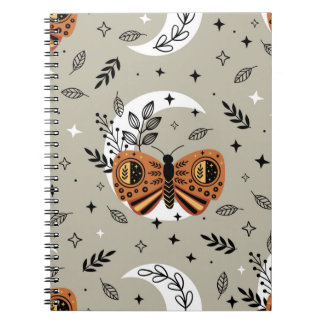 seamless pattern with bohemian butterfly on the mo notebook
