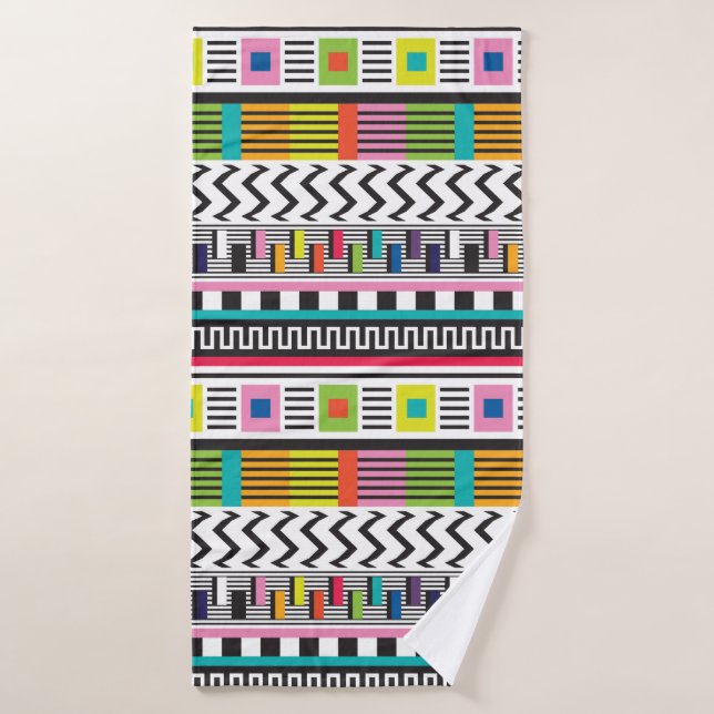 Seamless pattern with bright abstract geometric li bath towel (Bath Towel)