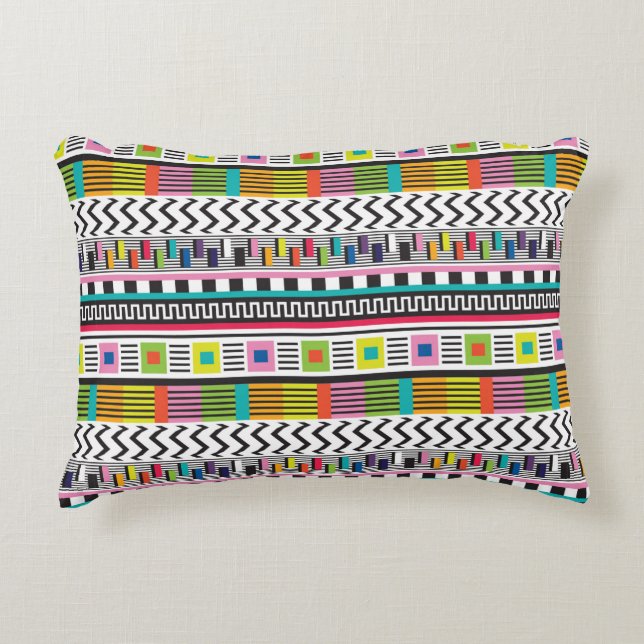 Seamless pattern with bright abstract geometric li decorative cushion (Front)
