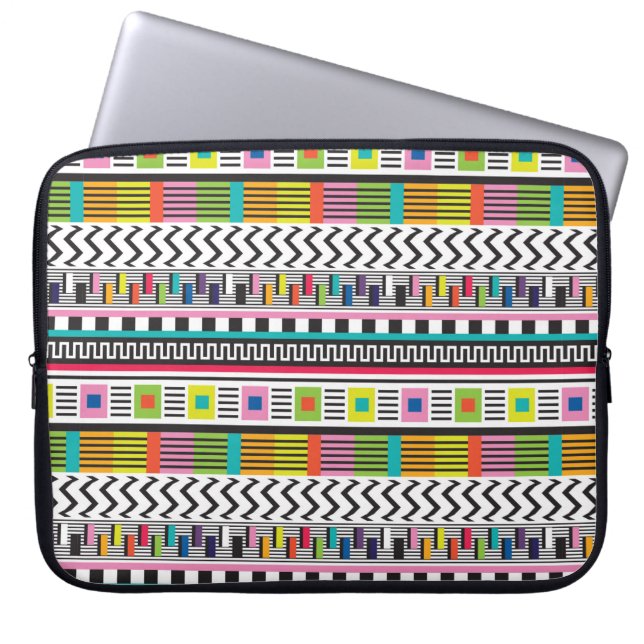 Seamless pattern with bright abstract geometric li laptop sleeve (Front)