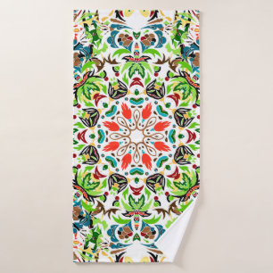 seamless pattern with bright floral ornament. Vin Bath Towel