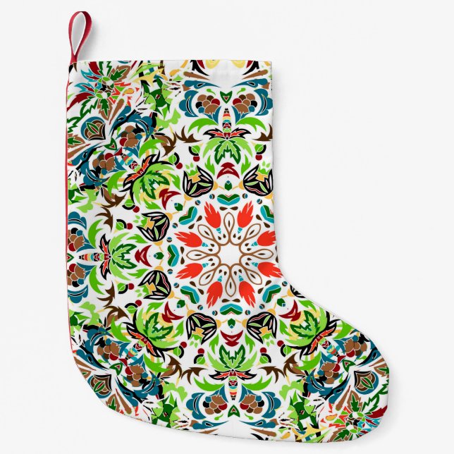 seamless pattern with bright floral ornament. Vin Small Christmas Stocking (Front)