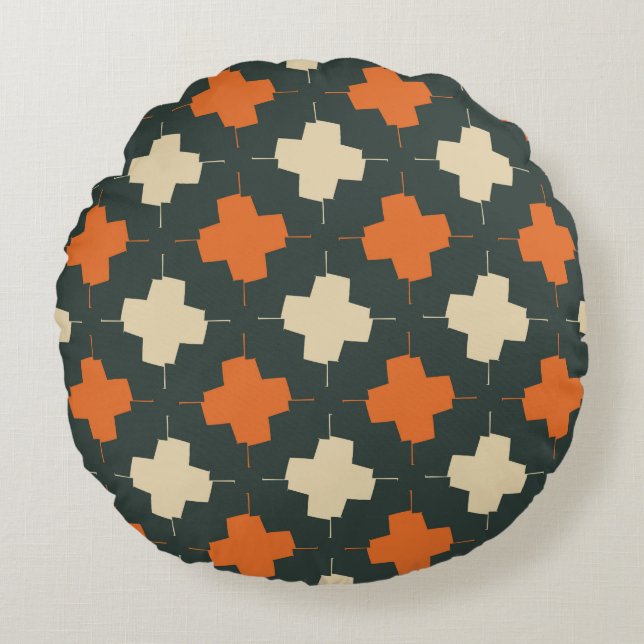 Seamless pattern with bright geometric elements on round cushion (Front)