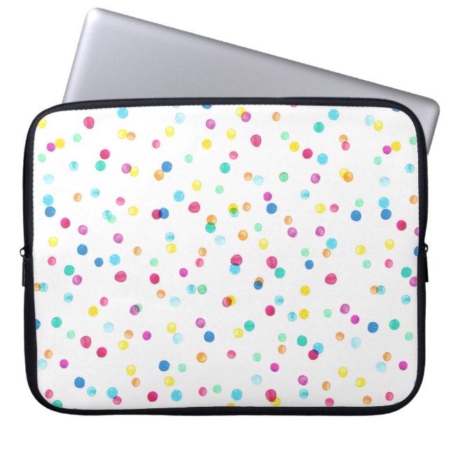 Seamless pattern with bright watercolor dots laptop sleeve (Front)