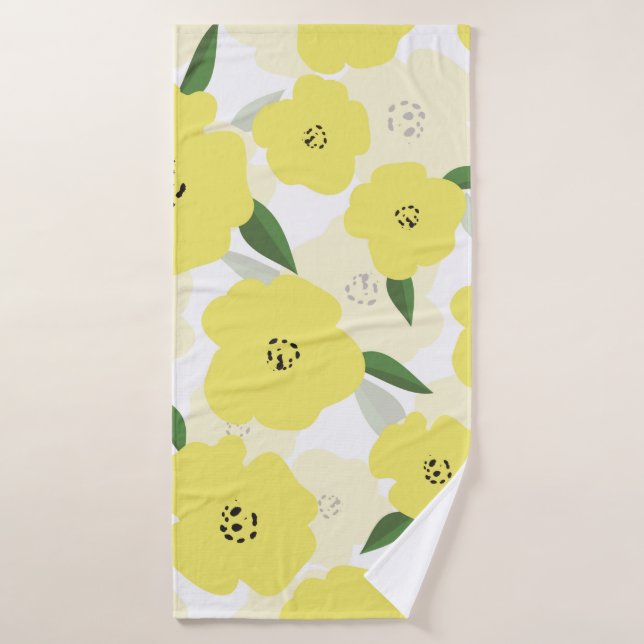 Seamless pattern with bright yellow flowers backgr bath towel (Bath Towel)