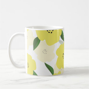 Seamless pattern with bright yellow flowers backgr coffee mug