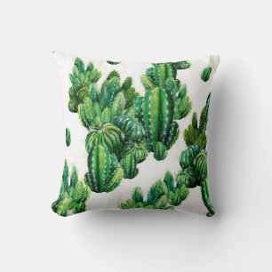 Seamless pattern with cacti watercolor. Cactus ill Cushion
