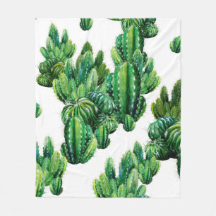 Seamless pattern with cacti watercolor. Cactus ill Fleece Blanket