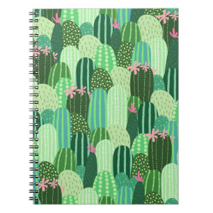 Seamless pattern with cactus notebook