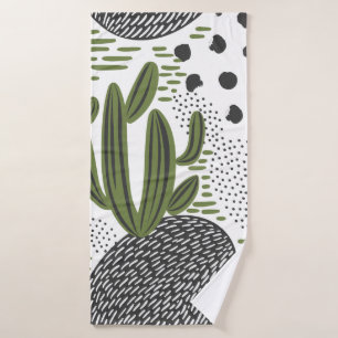 seamless pattern with cactus on white background. bath towel