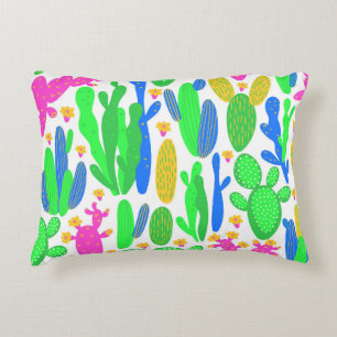 seamless pattern with cactus on white background.  decorative cushion
