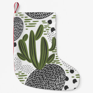 seamless pattern with cactus on white background. small christmas stocking