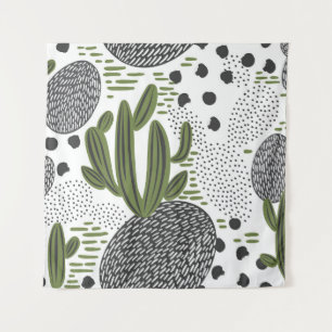 seamless pattern with cactus on white background.  tapestry