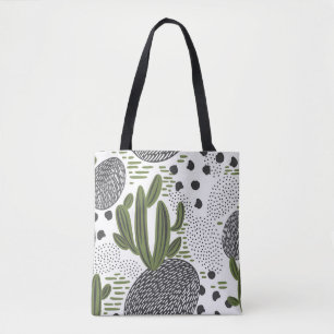 seamless pattern with cactus on white background. tote bag