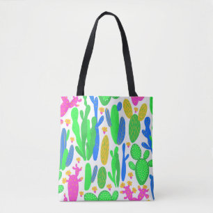 seamless pattern with cactus on white background.  tote bag