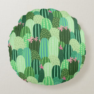 Seamless pattern with cactus round cushion