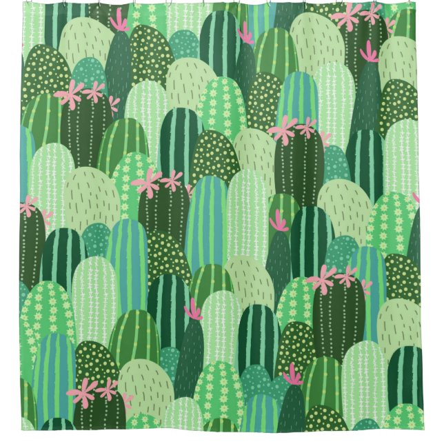 Seamless pattern with cactus shower curtain (Front)