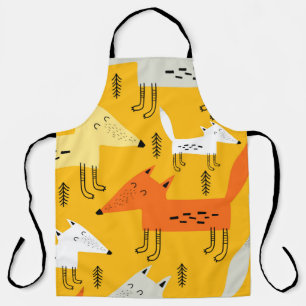 Seamless pattern with cartoon foxes, decor element apron