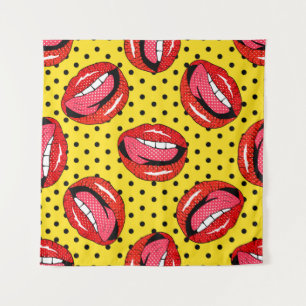 Seamless pattern with cartoon patch badges with li tapestry