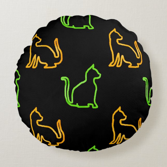 Seamless pattern with catsabstract,animal,art,arti round cushion (Front)