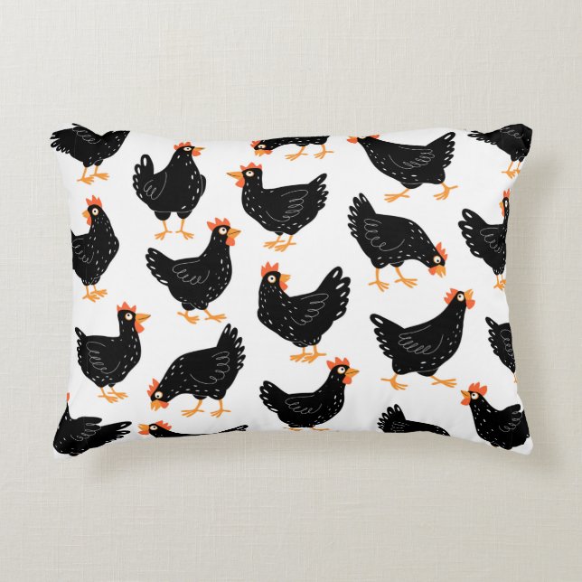 Seamless pattern with chicken decorative cushion (Front)
