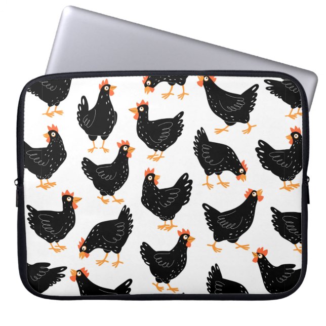 Seamless pattern with chicken laptop sleeve (Front)