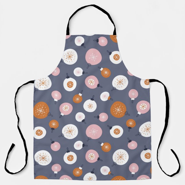 Seamless pattern with Christmas balls on a dark ba Apron (Front)