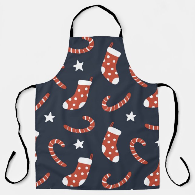 Seamless pattern with christmas socks,candy canes  apron (Front)