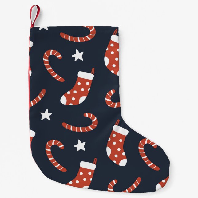 Seamless pattern with christmas socks,candy canes  small christmas stocking (Front)