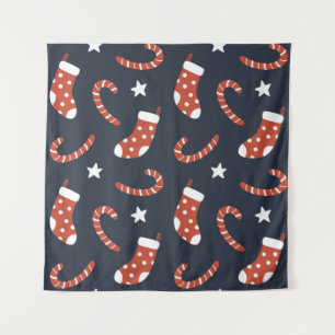 Seamless pattern with christmas socks,candy canes  tapestry